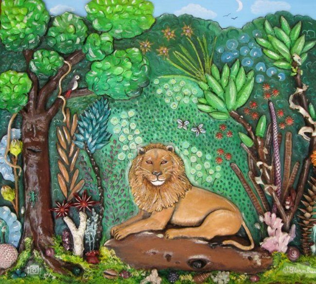 Peinture intitulée "le lion" par Véronique Sternbaum, Œuvre d'art originale