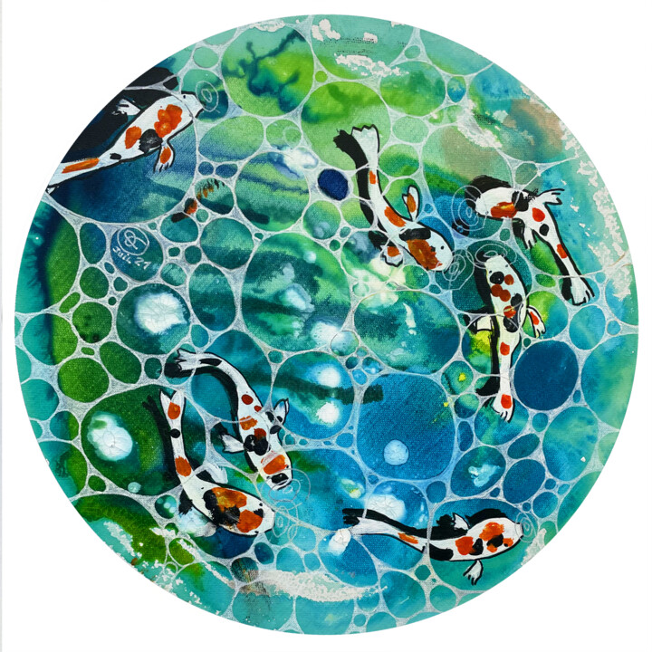 Peinture intitulée "Aquarium 40" par Veronique Tiberge, Œuvre d'art originale, Encre