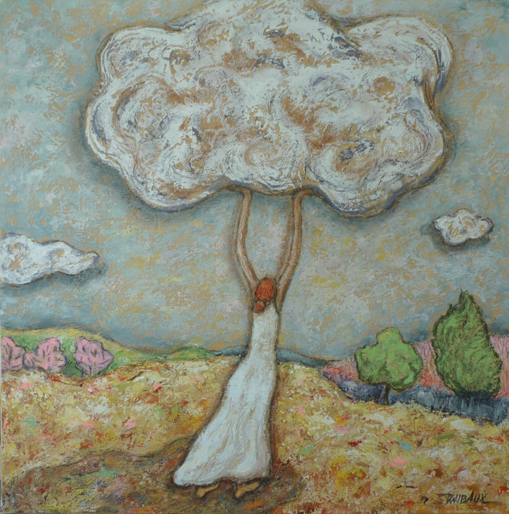 Peinture intitulée "Porteuse de nuage" par Véronique Wibaux, Œuvre d'art originale, Acrylique