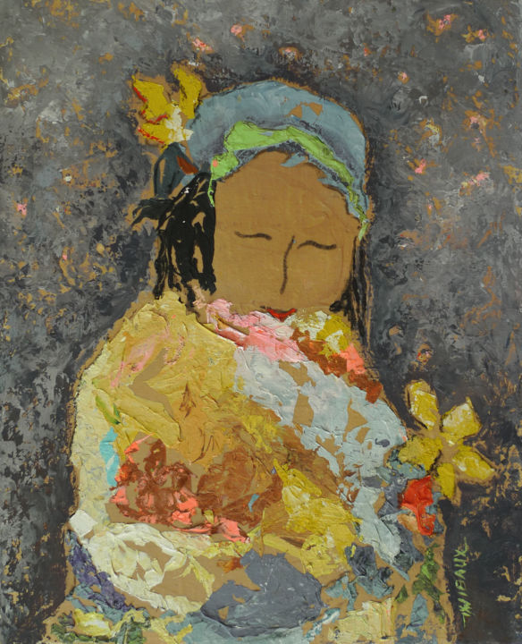 Schilderij getiteld "Mamouchka" door Véronique Wibaux, Origineel Kunstwerk, Acryl