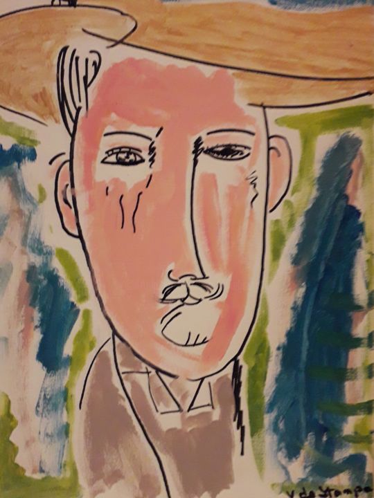 Painting titled "Modigliani" by Véronique Bustsky, Original Artwork, Acrylic