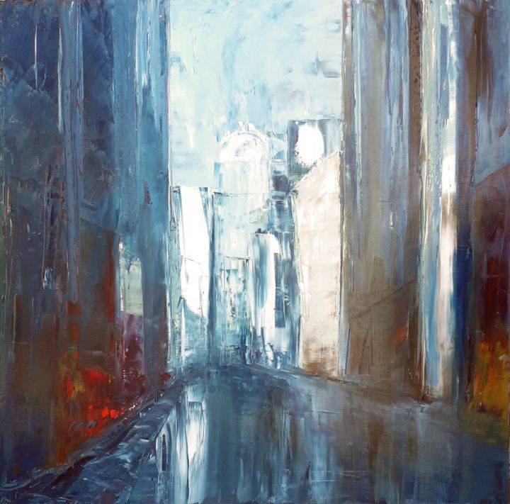 Painting titled "Huile sur toile I -…" by Véronique Fièvre, Original Artwork, Oil