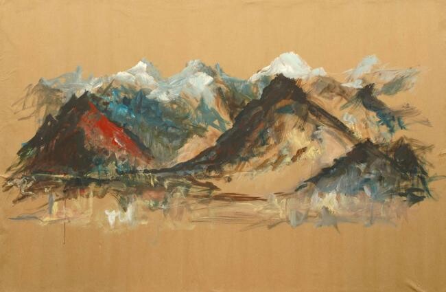 Pittura intitolato "Cette Montagne" da Véronique Kaplan, Opera d'arte originale