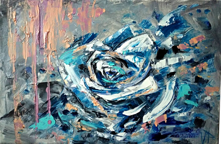 Картина под названием "Rose Painting" - Veronika Pozdniakova, Подлинное произведение искусства, Масло