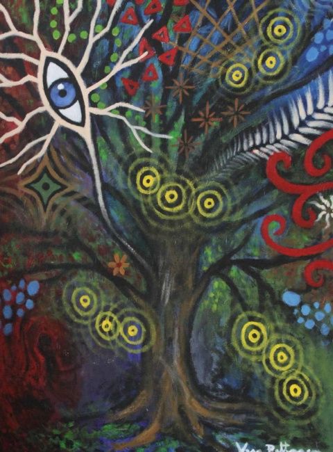 Ζωγραφική με τίτλο "Psychedelic Tree" από Vesa Peltonen, Αυθεντικά έργα τέχνης