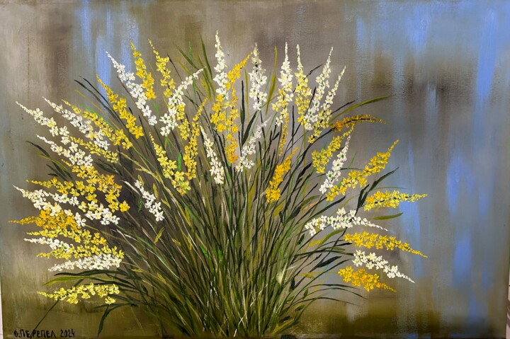 Картина под названием "Flowers" - Oksana Perepelytsia, Подлинное произведение искусства, Масло