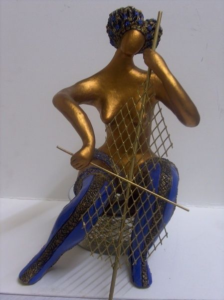 Sculpture titled "Sibelle with violon…" by Lina, Original Artwork