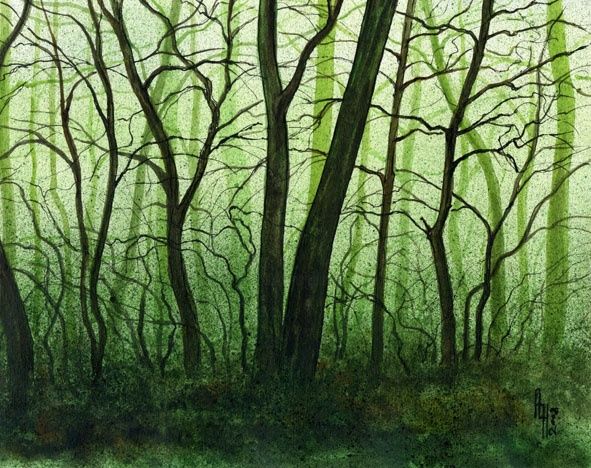 Drawing titled "green forest" by Wind (Veter), Original Artwork