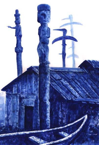 Drawing titled "blue tlinkit" by Wind (Veter), Original Artwork