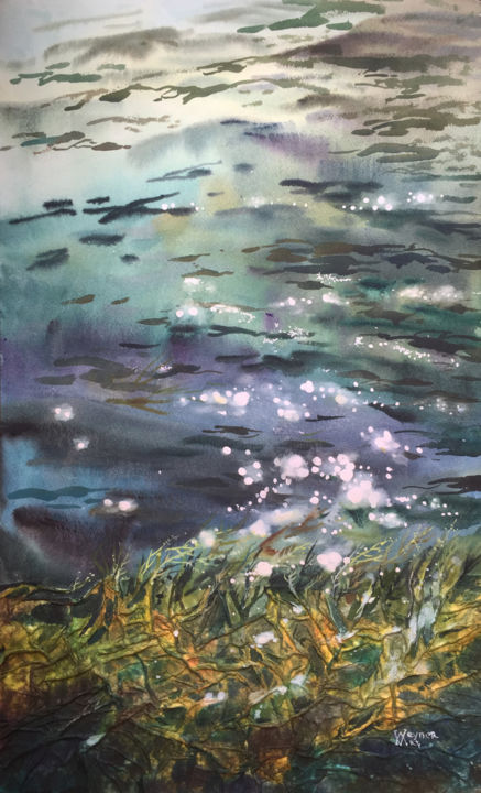 Malerei mit dem Titel "Neva River" von Natalia Veyner, Original-Kunstwerk, Aquarell