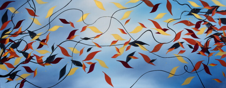 绘画 标题为“Autumn Wind 4” 由Eva Pearl, 原创艺术品, 丙烯 安装在木质担架架上