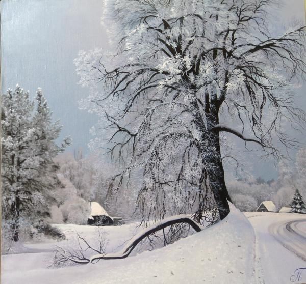 Картина под названием "В январе" - Владимир Гневашев, Подлинное произведение искусства, Масло