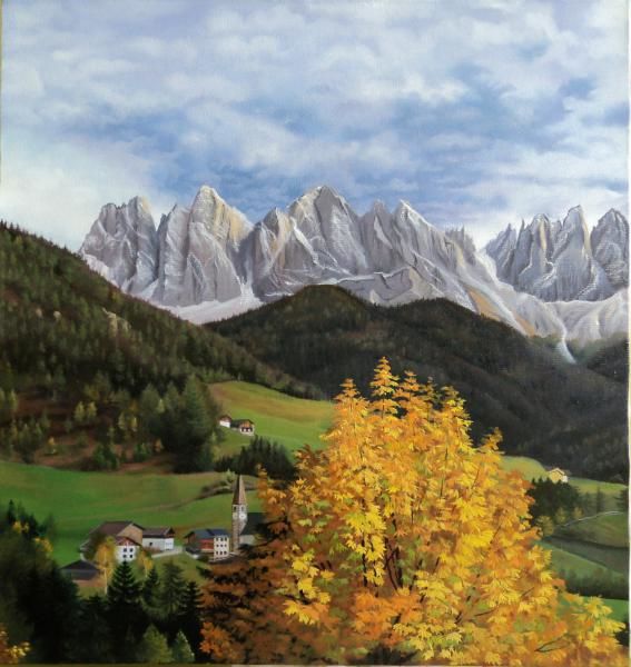 Картина под названием "В горах" - Владимир Гневашев, Подлинное произведение искусства, Масло