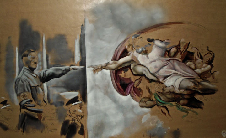 Painting titled "The destruction of…" by Vi Veniversum, Original Artwork, Oil