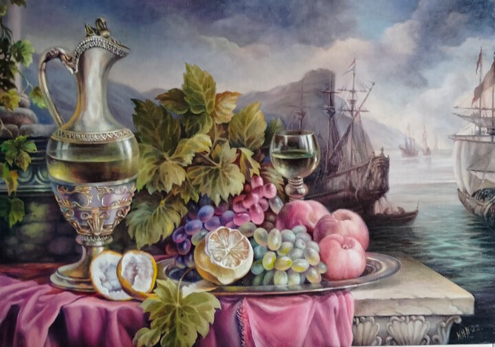 Картина под названием "Капитанский натюрмо…" - Вячеслав Киселев, Подлинное произведение искусства, Масло