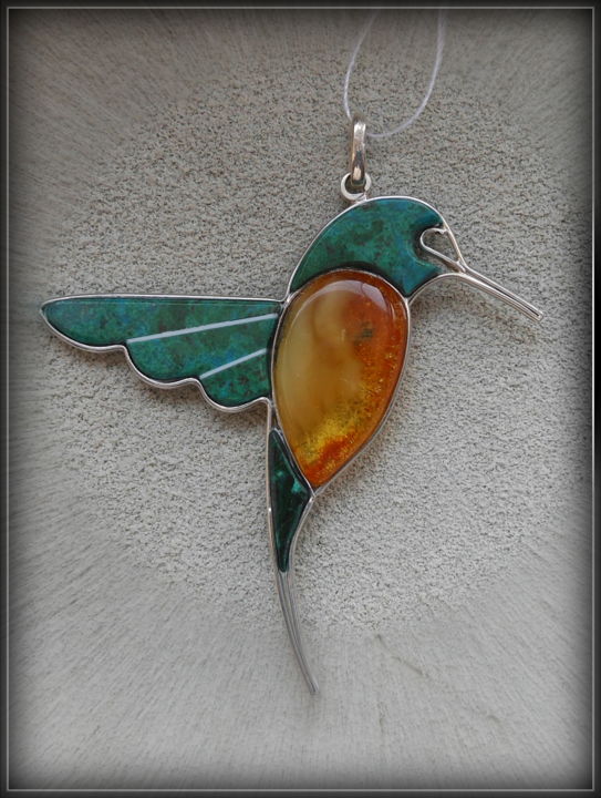 Design titled ""Hummingbird"- Pend…" by Vyacheslav Mishin, Original Artwork, Jewelry