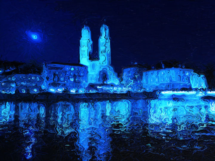Digitale Kunst mit dem Titel "A cold winter night…" von Viajacobi, Original-Kunstwerk, Digitale Malerei