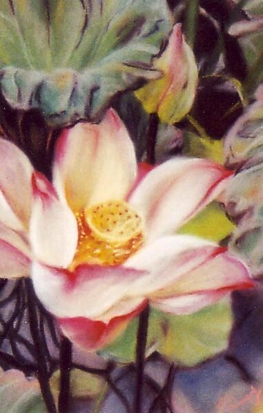 Ζωγραφική με τίτλο "Fleur de lotus" από Yvette Vianney-Liaud, Αυθεντικά έργα τέχνης