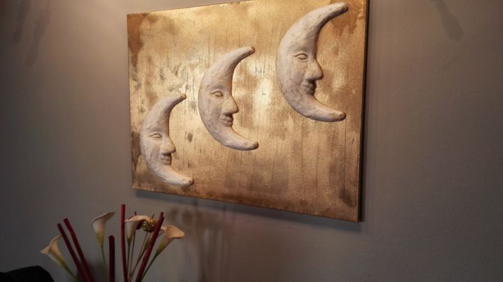 Painting titled "Moon" by Peter Woo, Original Artwork, Acrylic