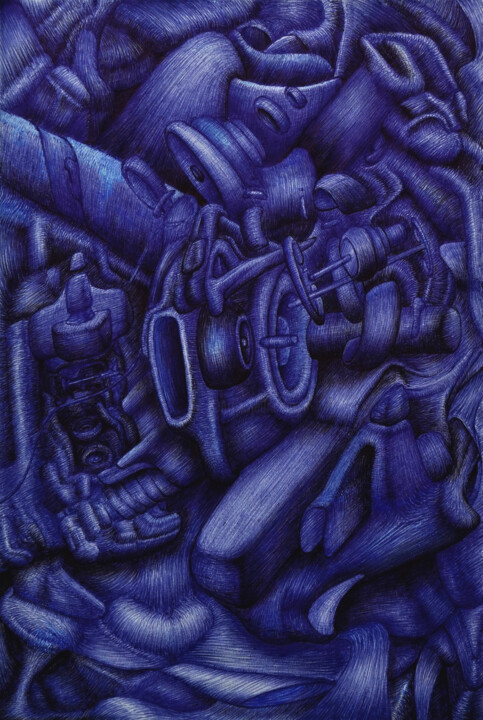 Drawing titled "Métanisme" by Vic, Original Artwork, Ballpoint pen