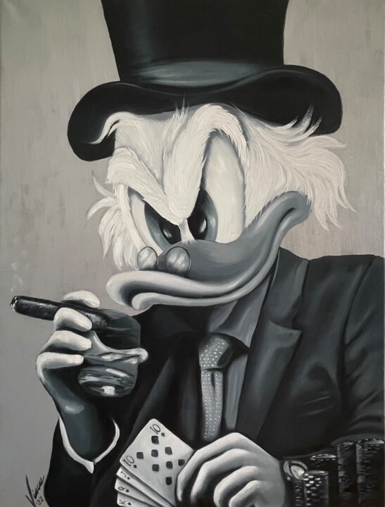 Peinture intitulée "Scrooge McDuck play…" par Vicca, Œuvre d'art originale, Huile