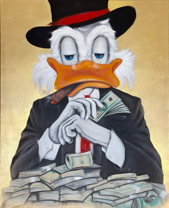 Malerei mit dem Titel "Scrooge McDuck at t…" von Vicca, Original-Kunstwerk, Öl