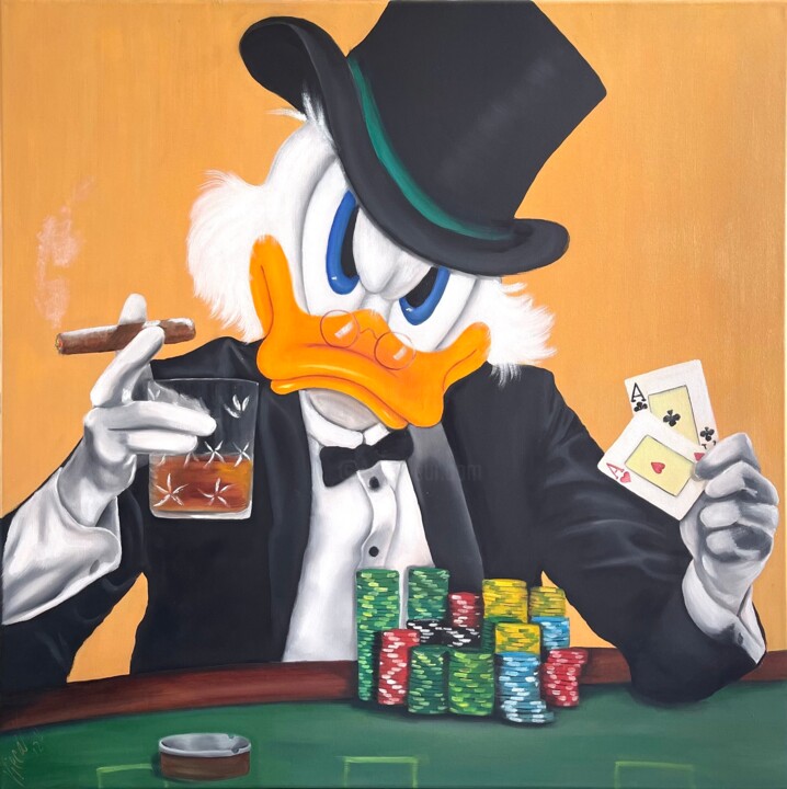 Schilderij getiteld "let's play blackjac…" door Vicca, Origineel Kunstwerk, Olie