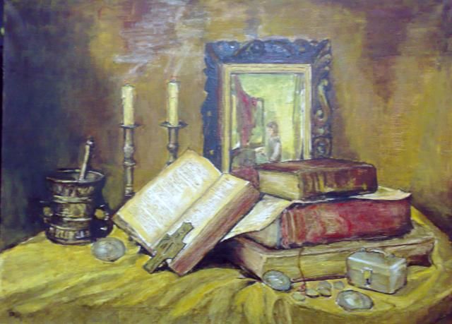 Painting titled "" Натютморт с книга…" by Viktor Shpakowski, Original Artwork