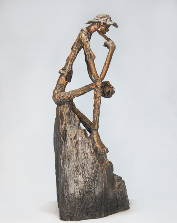 Sculpture intitulée "O Pensador" par Vicente Pereira Da Silva (Vicente Silva), Œuvre d'art originale, Métaux