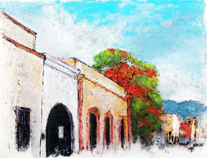 Peinture intitulée "0012-Barrio Antiguo" par Vicente Portillo O Vincent Of Houston, Œuvre d'art originale, Autre