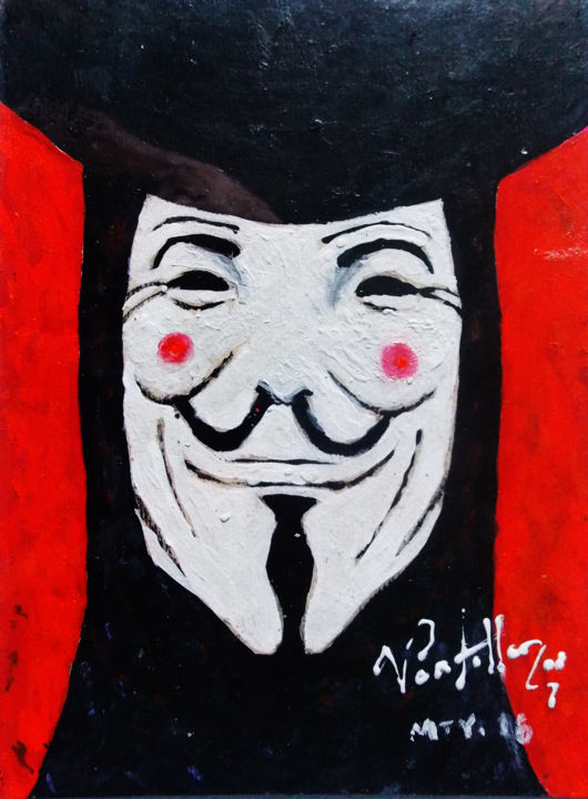 Картина под названием "026-Anonimo-esgrafi…" - Vicente Portillo O Vincent Of Houston, Подлинное произведение искусства