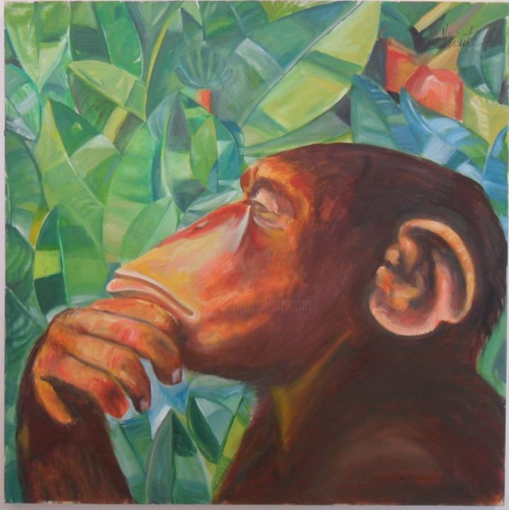 Painting titled "Macaco" by Vicente Morais, Original Artwork, Acrylic