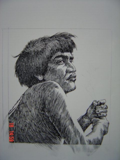 Desenho intitulada "Homen da Floresta" por Vicent Nunesz, Obras de arte originais, Outro