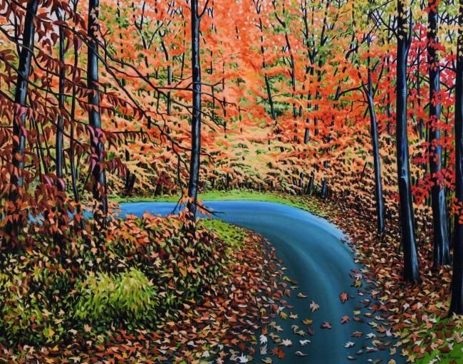 Painting titled "Camino en otoño lll" by Vicente Pastor Navarrete, Original Artwork, Oil