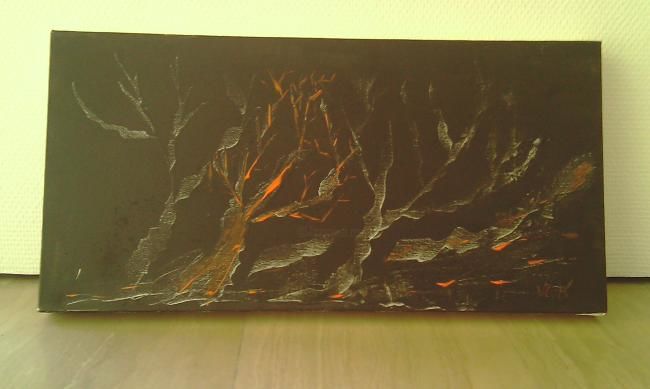 Painting titled "Fond_noir_5_Orange_…" by Victor Kuchto, Original Artwork