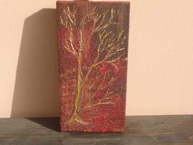 Painting titled "Arbre d'or" by Victor Kuchto, Original Artwork