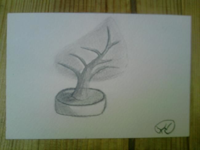 Drawing titled "Arbre penché" by Victor Kuchto, Original Artwork