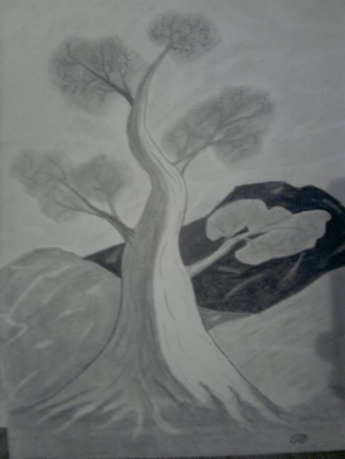 Drawing titled "arbre en force" by Victor Kuchto, Original Artwork