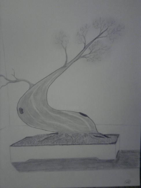 Dessin intitulée "arbre en pot" par Victor Kuchto, Œuvre d'art originale