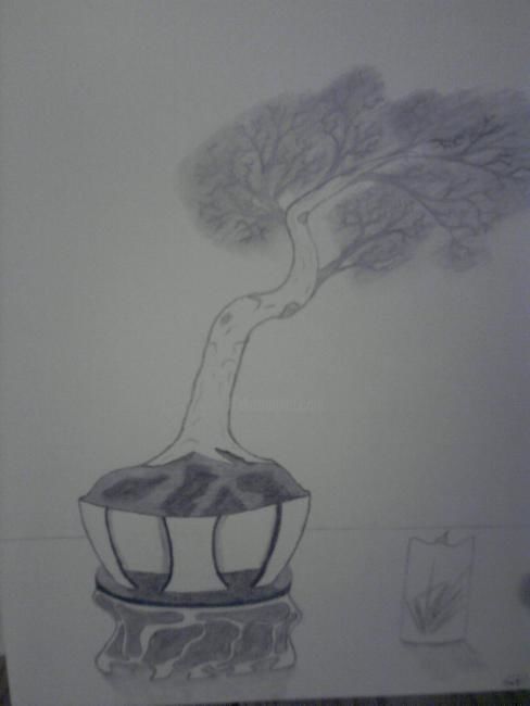 Drawing titled "bonsai sur pied" by Victor Kuchto, Original Artwork