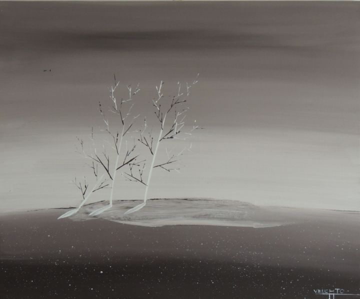 Peinture intitulée "Bois cendré" par Victor Kuchto, Œuvre d'art originale, Acrylique