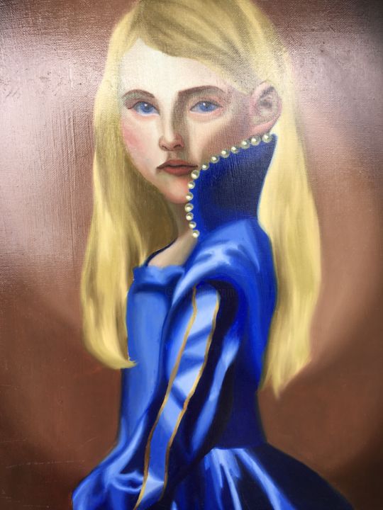 Peinture intitulée "Petite blond" par Victoria Lima, Œuvre d'art originale, Huile