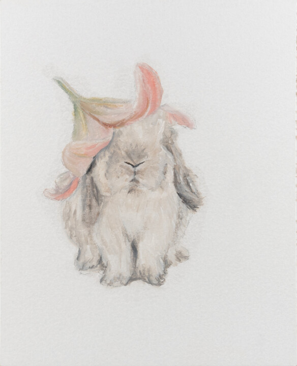 Pintura intitulada "Bunny 2 Lily-Crowne…" por Victo, Obras de arte originais, Óleo