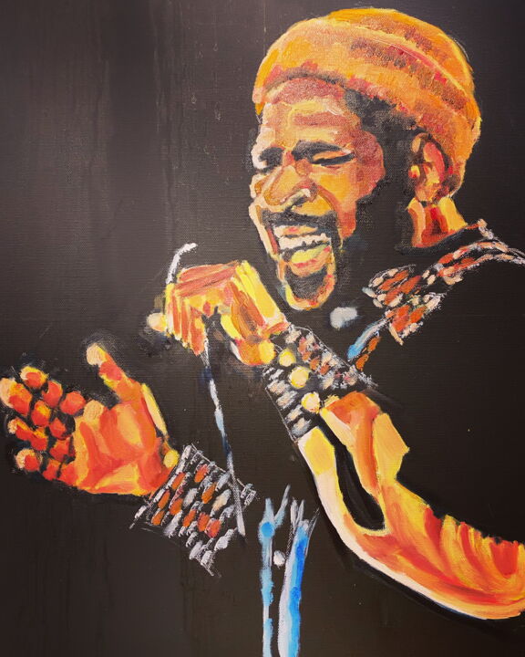 Painting titled "Marvin Gaye" by Victor Lumbroso, Original Artwork, Oil