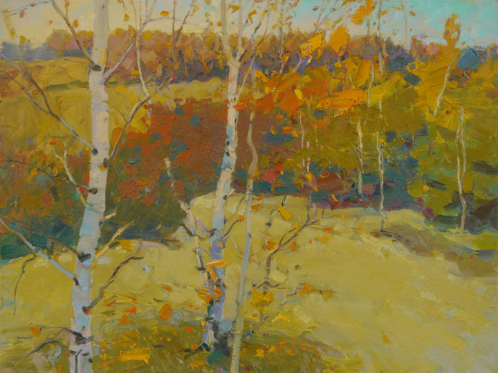 Painting titled "Autumn colors" by Victor Onyshchenko, Original Artwork, Oil