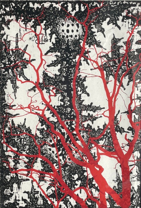 Desenho intitulada "Flowering tree" por Victor Prodanchuk, Obras de arte originais, Acrílico