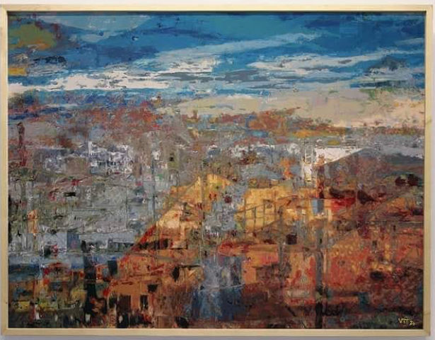Painting titled "Roof 1" by Victor Tarrès, Original Artwork, Oil