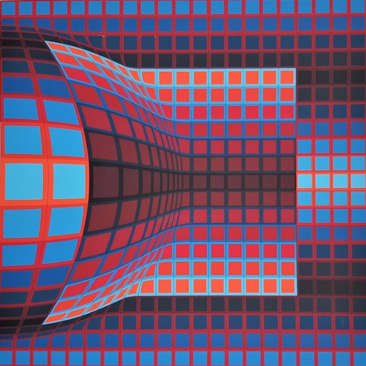 Printmaking titled "Optical Cube" by Victor Vasarely, Original Art, Screenprinting