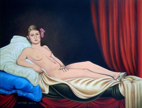 Painting titled "Madame Olympia" by Victor Alonso, Original Artwork