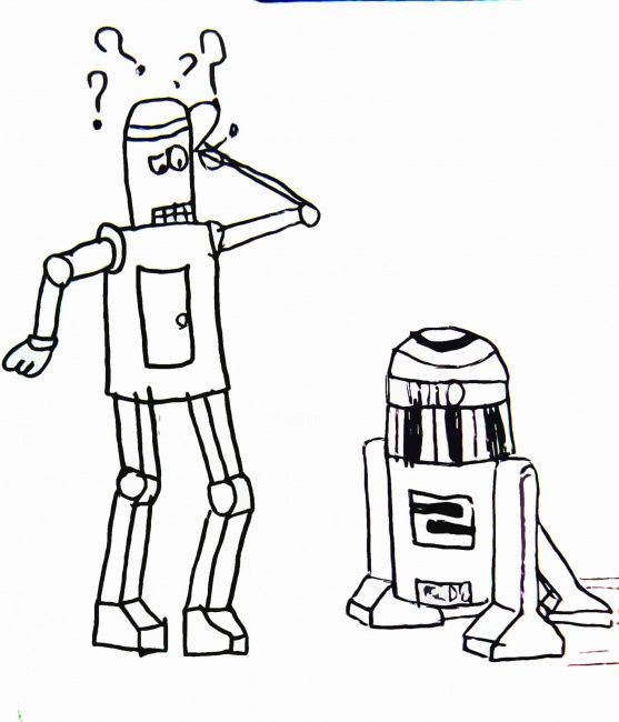 Drawing titled "Robot R2" by Les Robots De Victor Antony-Thouret, Original Artwork